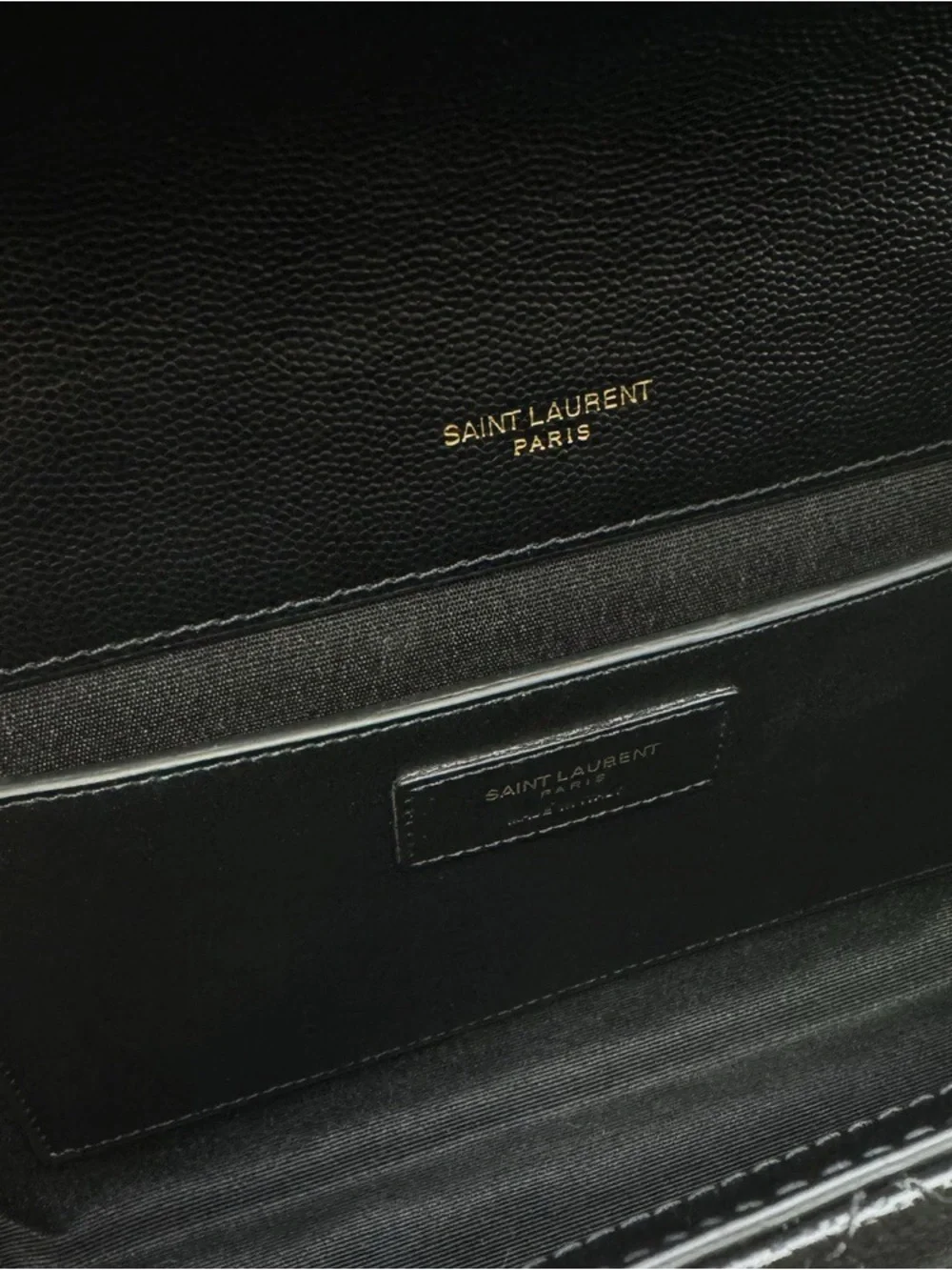 Saint Laurent Black Quilted Leather Shoulder Bag with Gold YSL Logo